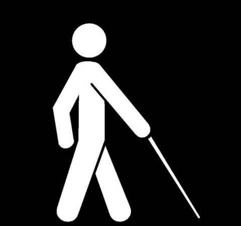 Universial symbol of male with white cane