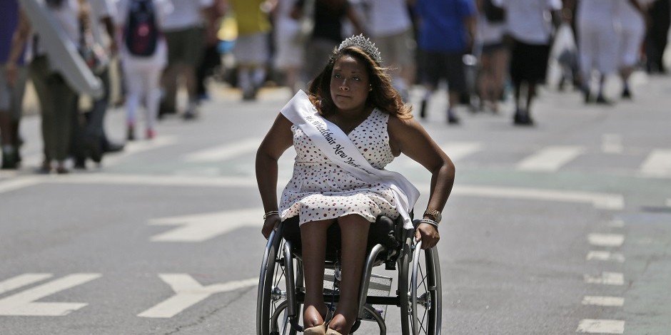 Andrea Dalzell who is the 2015 Ms. Wheelchair New York, participates in the NYC Disability Pride Parade