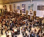 People crowded in a area indoors