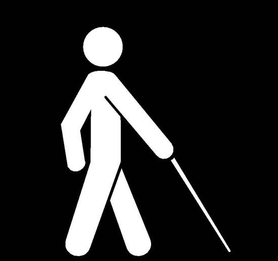 Universial symbol of male with white cane