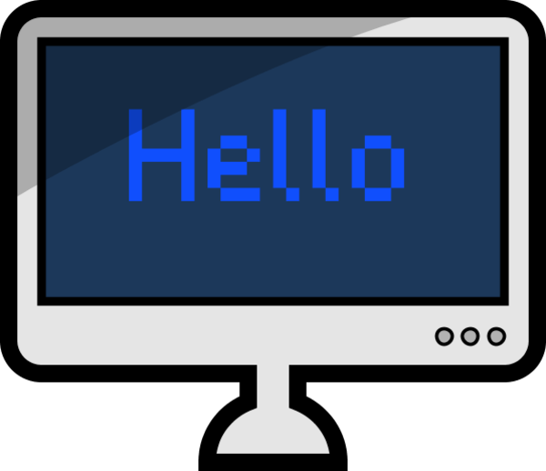 A computer screen that says hello.