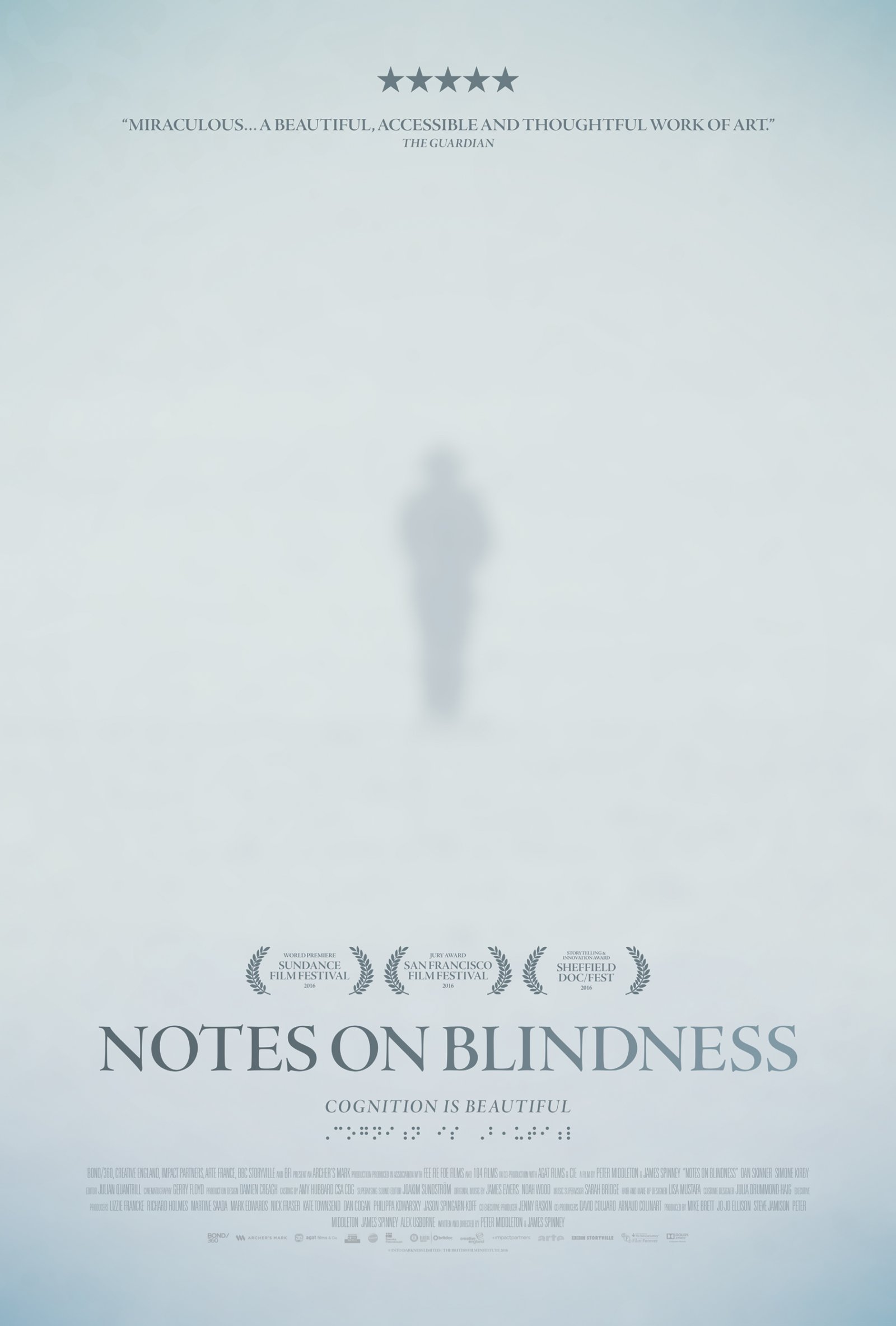 Soft Blue with a shadow of a person- NOTES ON BLINDNESS
