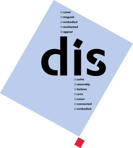 Dis logo over blue box. Small red box below.