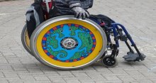 A very artist wheel for a man's wheelchair