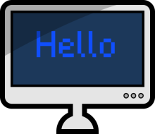 A computer screen that says hello.